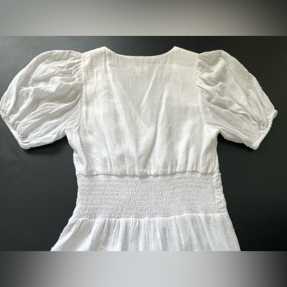 Express Clip Dot Ruffle (Faux) Wrap Dress | White/XS - Picture 11 of 16